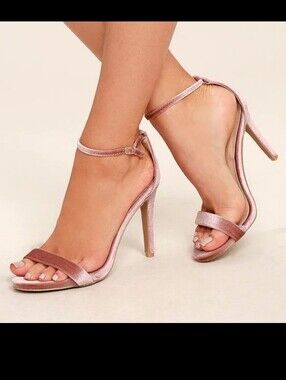QUPID blush pink velvet two-piece strappy shoes stiletto sandals heels Sz 9